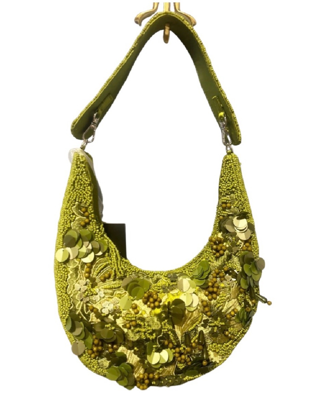 NWT Lime Green Embellished Shoulder Bag